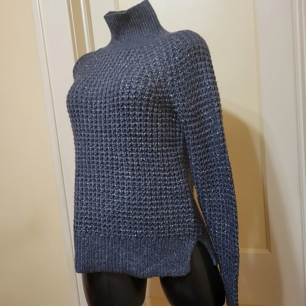 Loft Wool/Metallic Knit Mock Turtleneck Sweater Women's XS